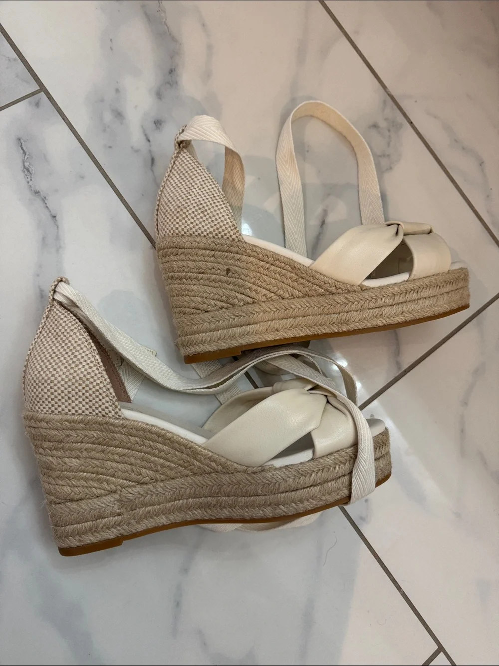 Cole Haan Women’s Cream Espadrille Wedge Sandals - Unbranded